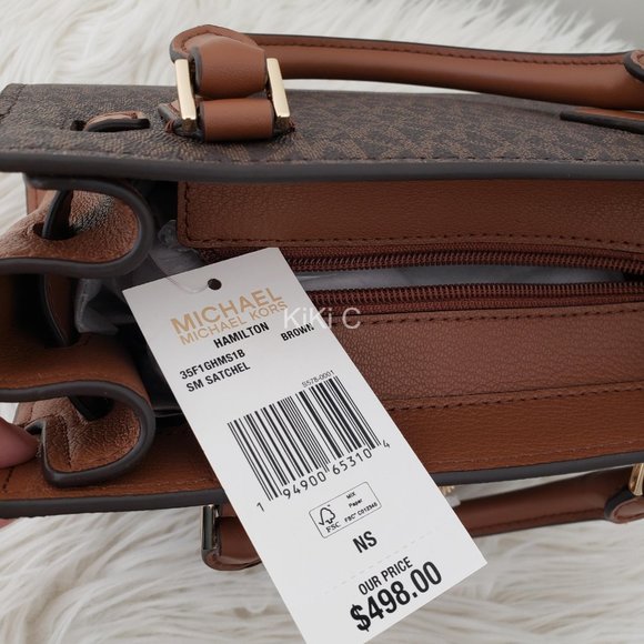 Michael Kors Hamilton Small Logo Satchel Brown 35F1GHMS1B - Picture 12 of 17